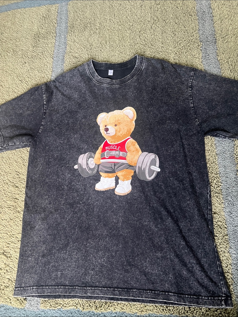 MUSCLE Bear Mineral-Wash Crewneck Tee